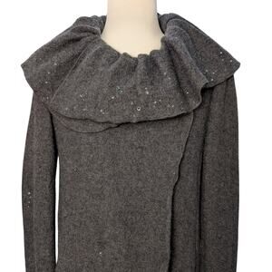 Upcycled 100% Wool Coat with Austrian Crystal Raindrops - M